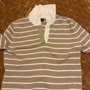 Banana Republic Beige and Cream Striped Sweater